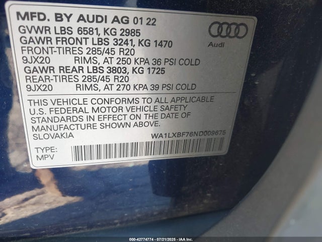 2022 AUDI Q7 WA1LXBF76ND009675 Photo 8