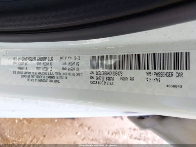 2012 CHRYSLER 200 1C3CCBBGXCN139476 Photo 8