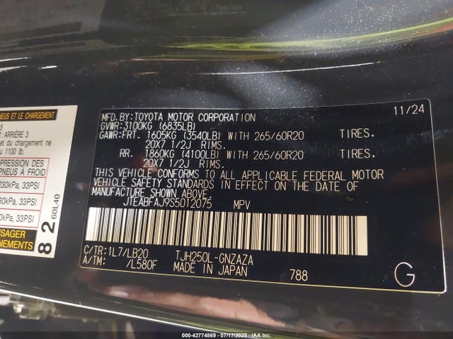 JTEABFAJ9S5012075 Toyota t24a-fts
