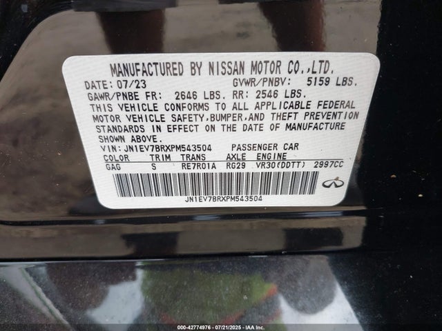 JN1EV7BRXPM543504 Infiniti T