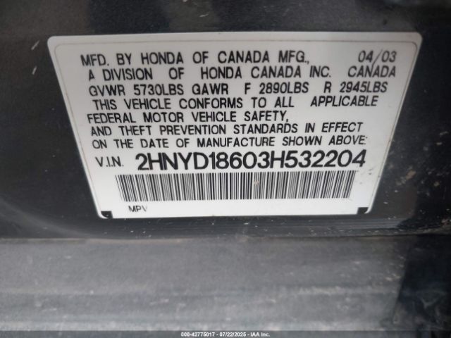 2003 ACURA MDX 2HNYD18603H532204 Photo 8