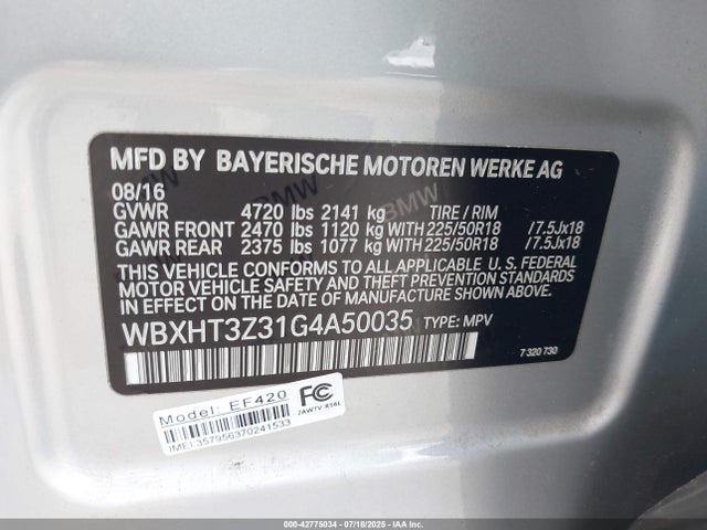 Продаж на аукціоні авто 2016 Bmw X1 Xdrive28i, vin: WBXHT3Z31G4A50035, номер лоту: 42775034