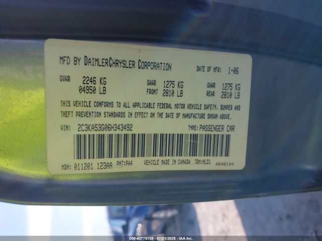 2006 CHRYSLER 300 2C3KA53G06H343492 Photo 8