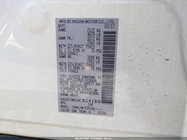 2017 NISSAN ROGUE 5N1AT2MV1HC814189 Photo 8