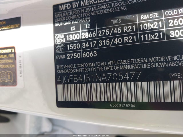 4JGFB4JB1NA705477 Mercedes-Benz m264