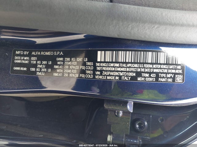ZASPAKBN7M7D10604 Alfa Romeo Stelvio