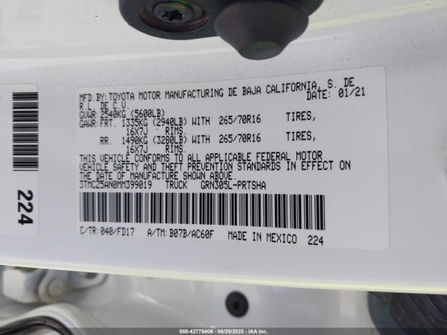3TMCZ5AN0MM399019 Toyota 2gr-fks