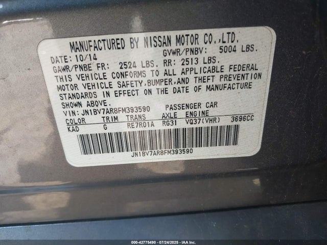 JN1BV7AR8FM393590 Infiniti Q50