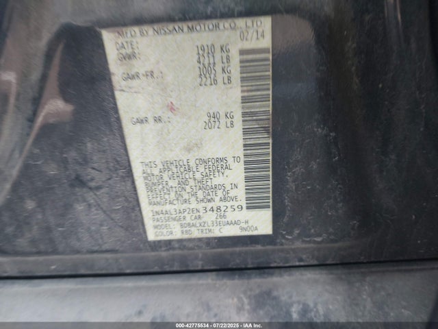 Nissan Altima 2014 1N4AL3AP2EN348259 Image 9