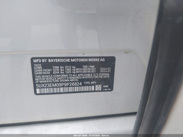 5UX23EM09P9P26824 BMW X7