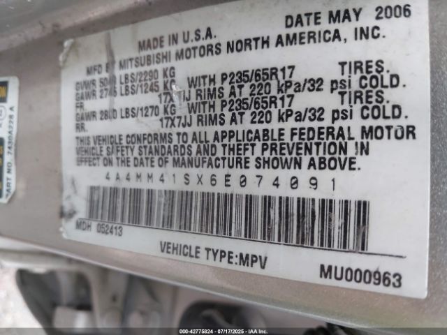 2006 MITSUBISHI ENDEAVOR 4A4MM41SX6E074091 Photo 8