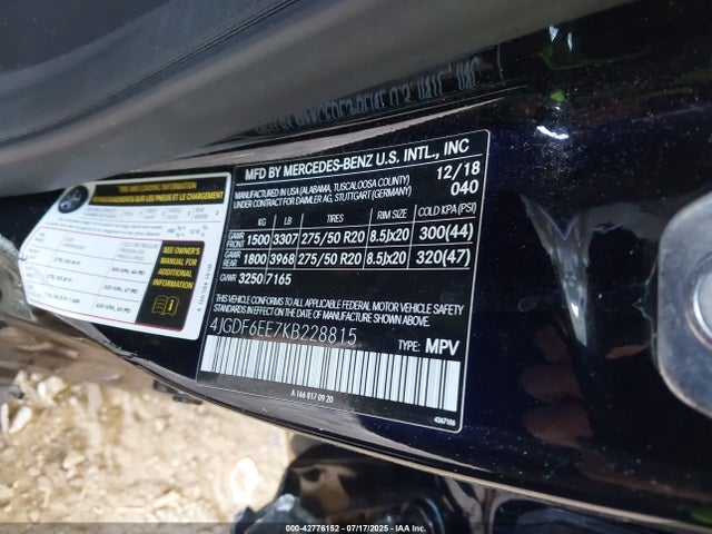 Mercedes-Benz m276 2019 4JGDF6EE7KB228815 Image 9