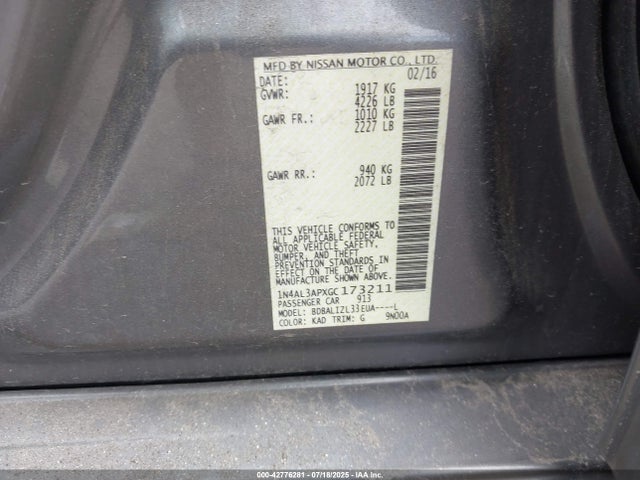 1N4AL3APXGC173211 Nissan 2016
