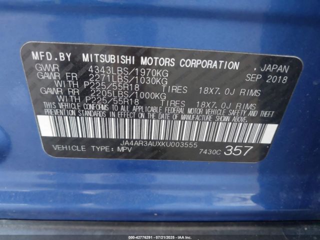 2019 MITSUBISHI OUTLANDER SPORT JA4AR3AUXKU003555 Photo 8