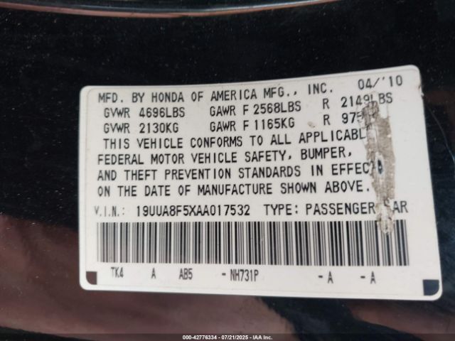 2010 ACURA TL 19UUA8F5XAA017532 Photo 8
