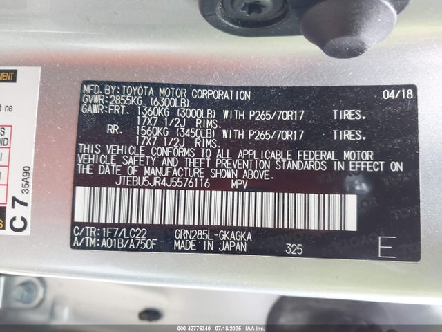 JTEBU5JR4J5576116 Toyota 1gr-fe