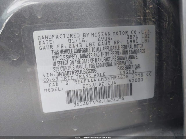 Nissan 2018 2018 3N1AB7AP2JL625395 Image 9