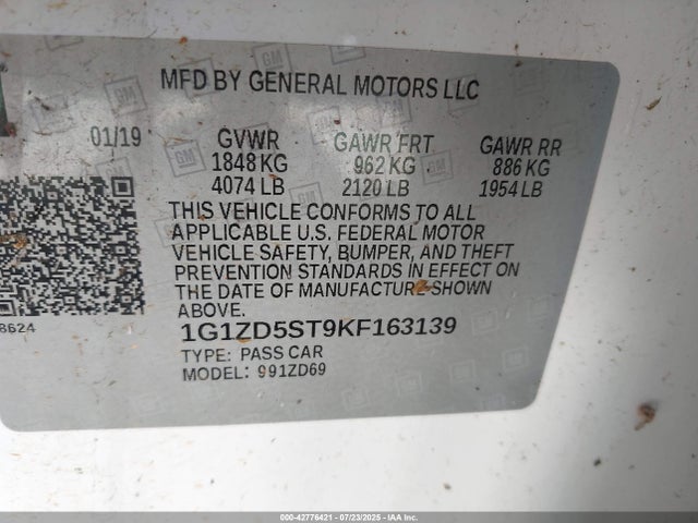 1G1ZD5ST9KF163139 Chevrolet lfv - direct injection, variable valve timing, gen 1