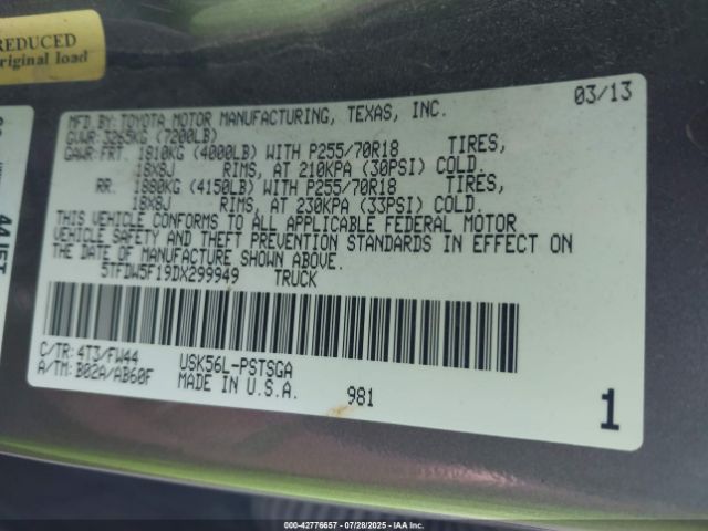 2013 TOYOTA TUNDRA 5TFDW5F19DX299949 Photo 8