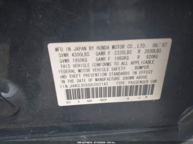 2008 ACURA TSX JH4CL95888C002143 Photo 8
