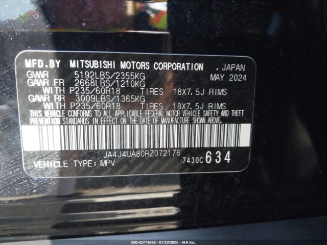 2024 MITSUBISHI OUTLANDER JA4J4UA80RZ072176 Photo 8