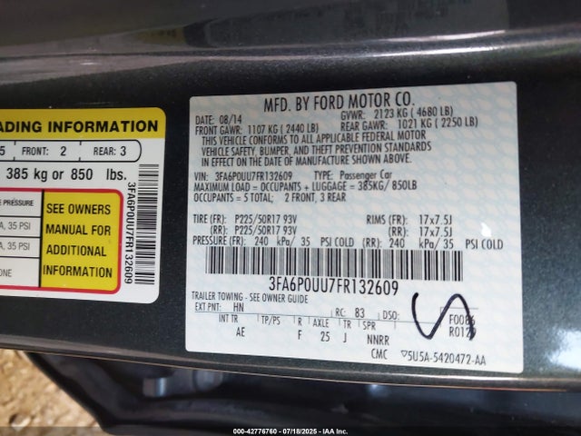 Ford 2015 2015 3FA6P0UU7FR132609 Image 9