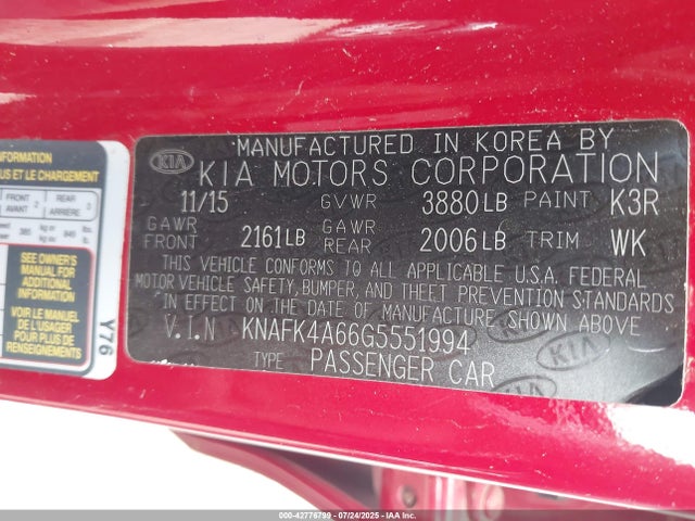 KIA mpi nu 2016 KNAFK4A66G5551994 Image 9