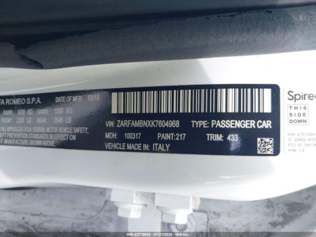 2019 ALFA ROMEO GIULIA ZARFAMBNXK7604968 Photo 8