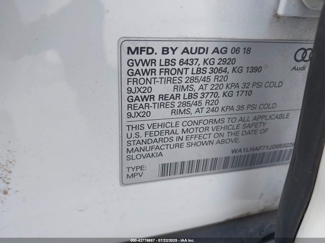 2018 AUDI Q7 WA1LHAF71JD053228 Photo 8