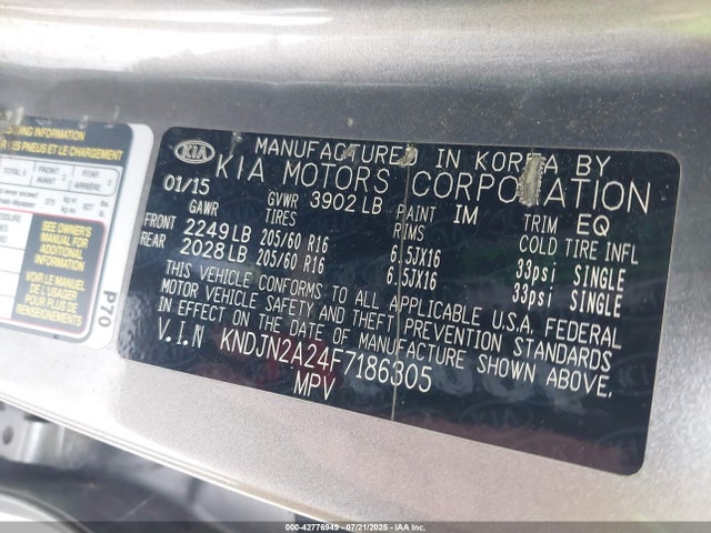 KIA dohc gdi gamma 2015 KNDJN2A24F7186305 Image 9