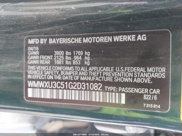 2016 MINI HARDTOP WMWXU3C51G2D31082 Photo 8