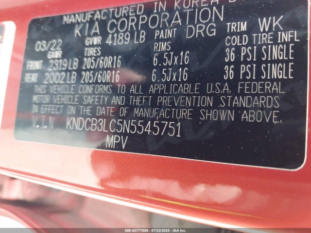KIA gdi 2022 KNDCB3LC5N5545751 Image 9