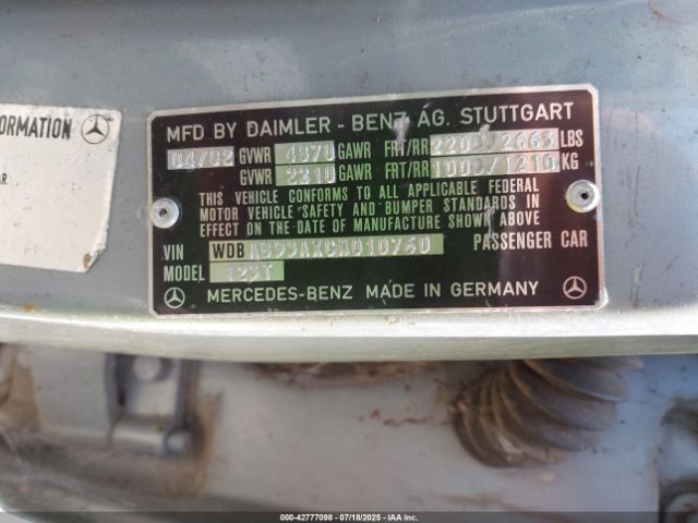 1982 MERCEDES-BENZ 300 wdbab93axcn010760 Photo 8