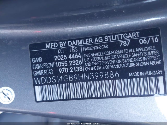 WDDSJ4GB9HN399886 Mercedes-Benz 2017