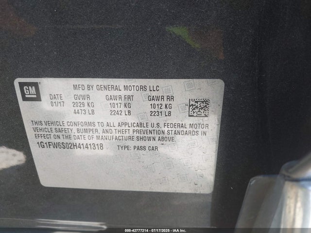 1G1FW6S02H4141318 Chevrolet 2017