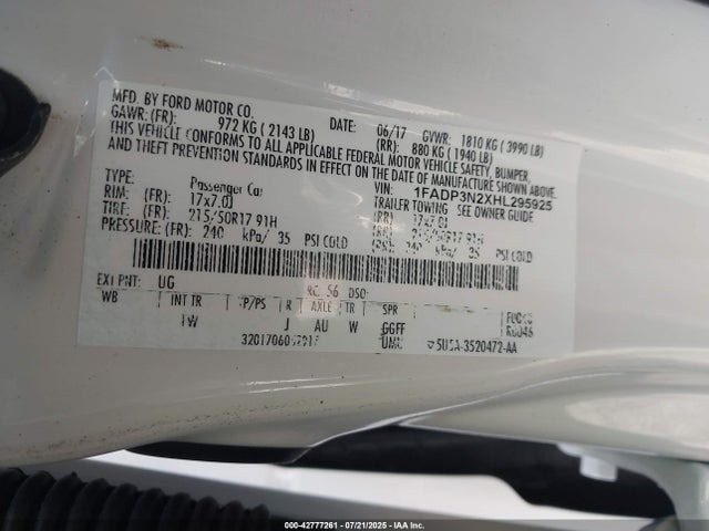 1FADP3N2XHL295925 Ford 2.0l gdi