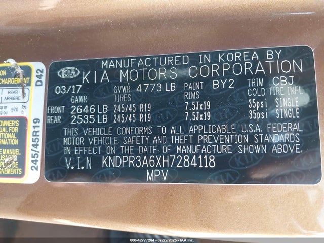 KNDPR3A6XH7284118 KIA t-gdi theta ii