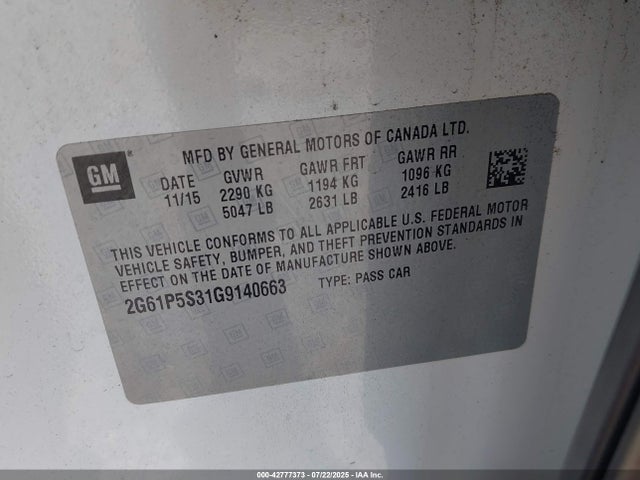2016 CADILLAC XTS 2G61P5S31G9140663 Photo 8