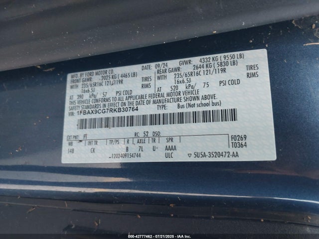 1FBAX9CG7RKB30764 Ford Transit