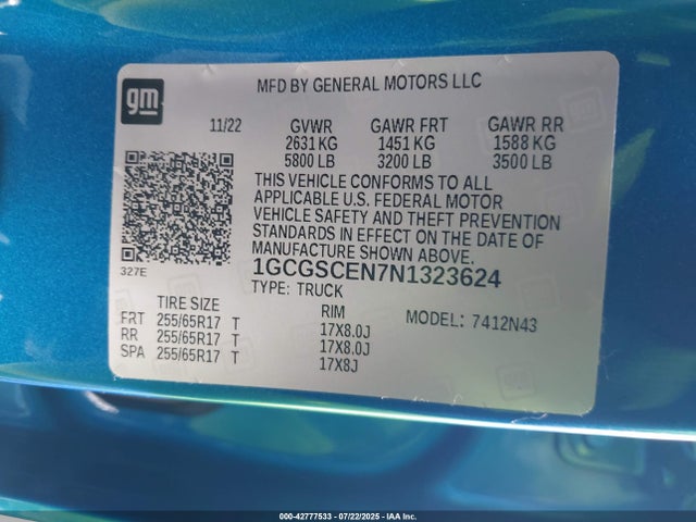 1GCGSCEN7N1323624 Chevrolet lgz