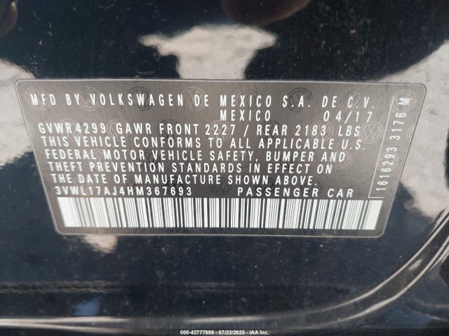 3VWL17AJ4HM367693 Volkswagen 1.8 tsi