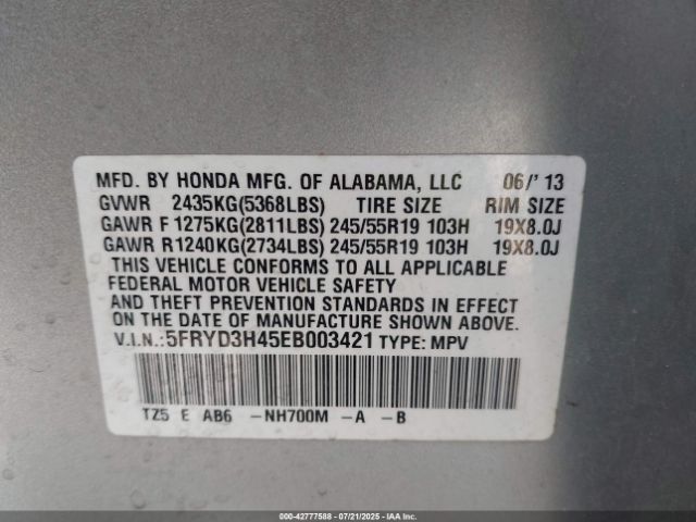 2014 ACURA MDX 5FRYD3H45EB003421 Photo 8