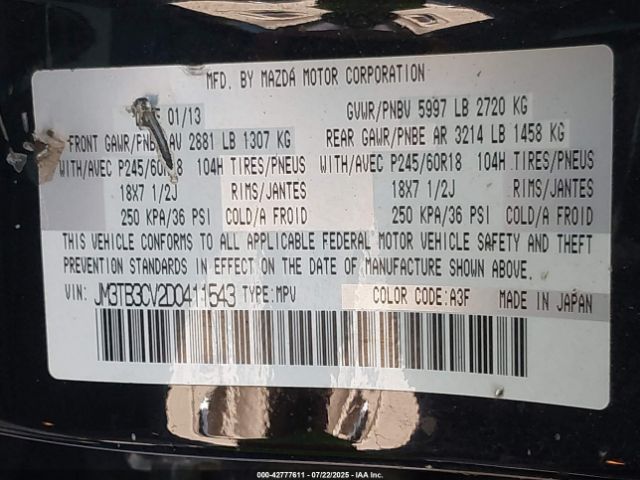 2013 MAZDA CX-9 JM3TB3CV2D0411543 Photo 8