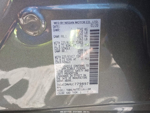 5N1AT2MV4LC779897 Nissan Rogue