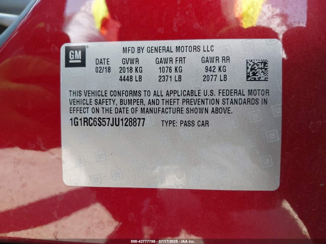 1G1RC6S57JU128877 Chevrolet l3a - direct injection, variable valve timing, hybrid, gen 1