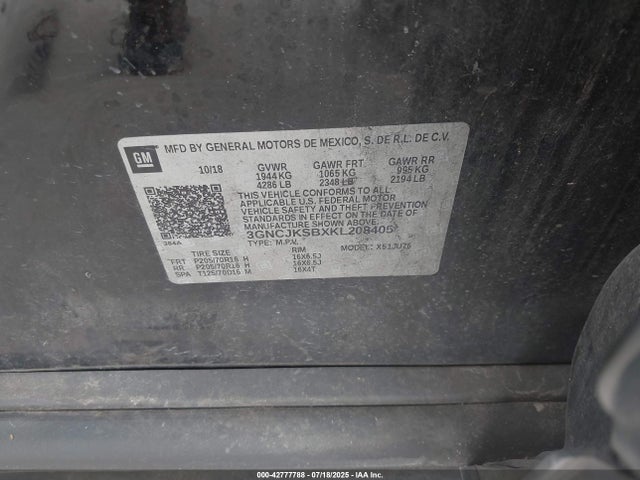 3GNCJKSBXKL208405 Chevrolet luv - mfi, variable valve timing, e85 max, alum