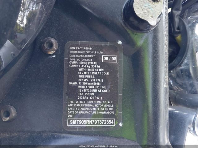 2009 TRIUMPH MOTORCYCLE AMERICA SMT905RN79T372354 Photo 9