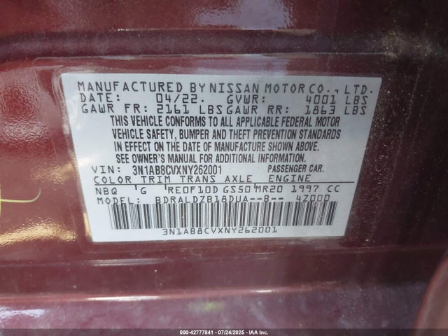 Nissan Sentra 2022 3N1AB8CVXNY262001 Image 9