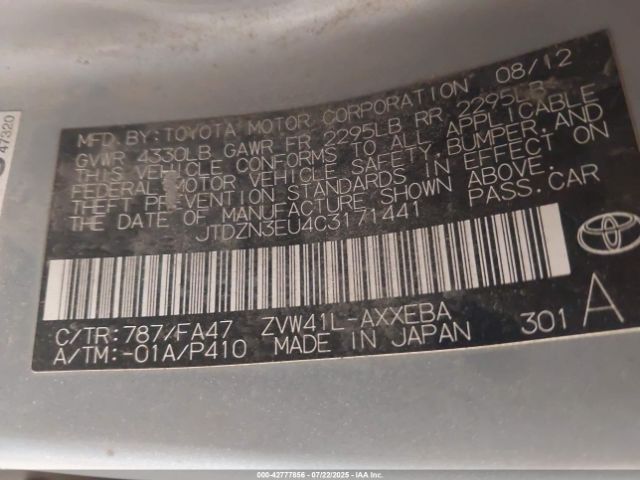 2012 TOYOTA PRIUS V JTDZN3EU4C3171441 Photo 8