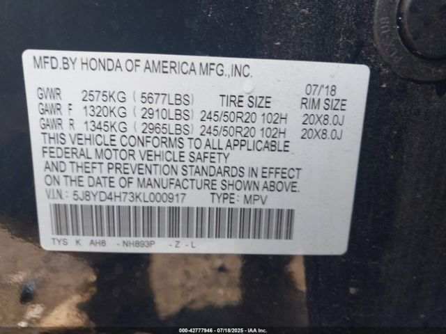 2019 ACURA MDX 5J8YD4H73KL000917 Photo 8